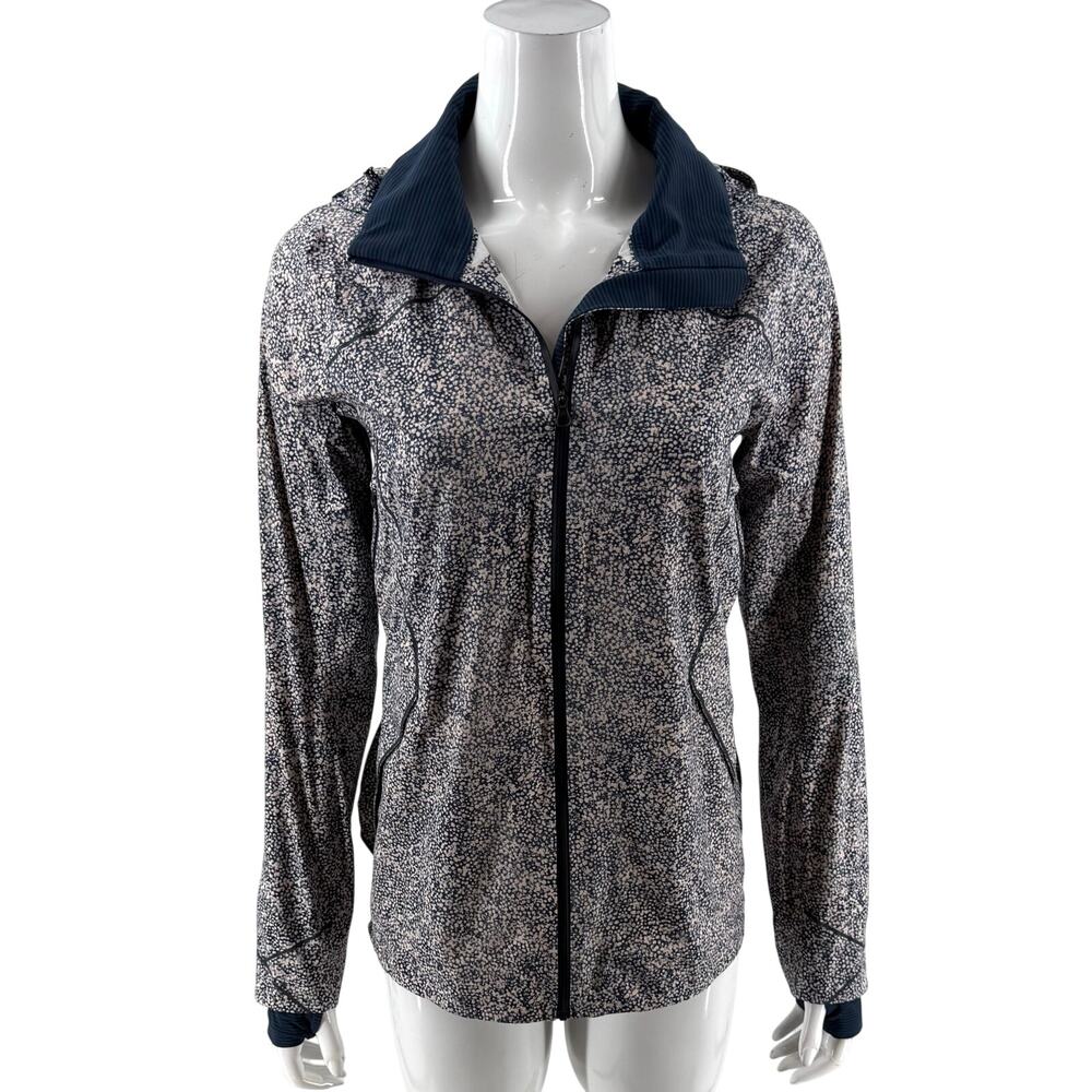 Lululemon Runway Jacket Size 6 Pink Blue Pebble Print Zip Up Lightweight